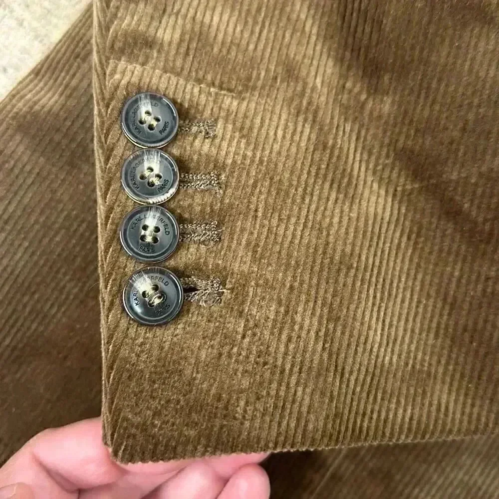 NWT Karl Lagerfeld Paris Brown Corduroy Two Button Blazer Jacket Men’s Medium